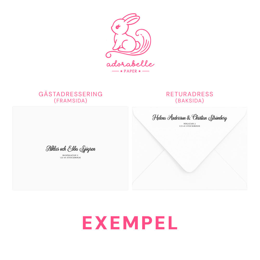 Pocket Bröllopsinbjudan - Modern script stil minimalistiskt svartvitt kort – BR004