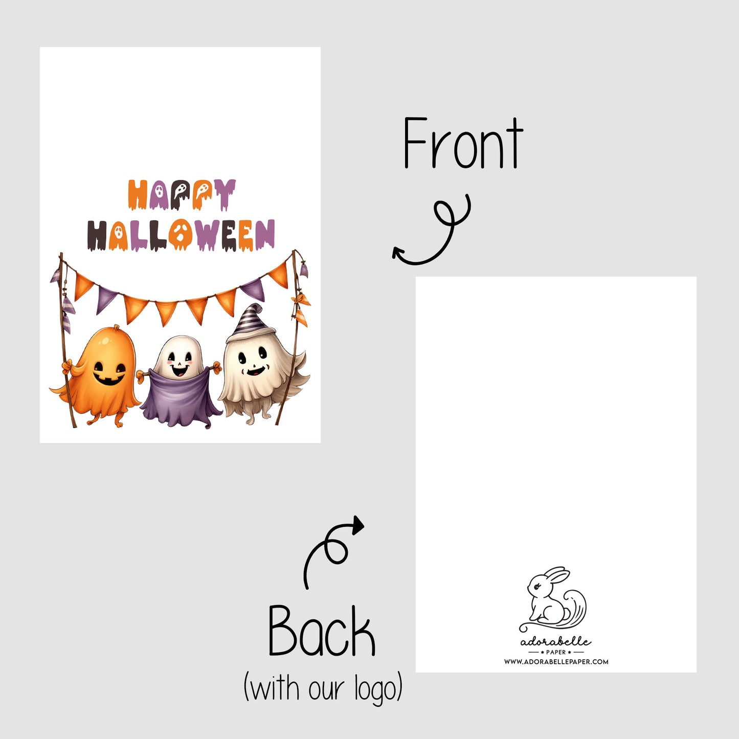 10-pack Halloween-godispåsar – Glada Spöken - Bus eller godis – A6 platta pappersgodispåsar – GB304