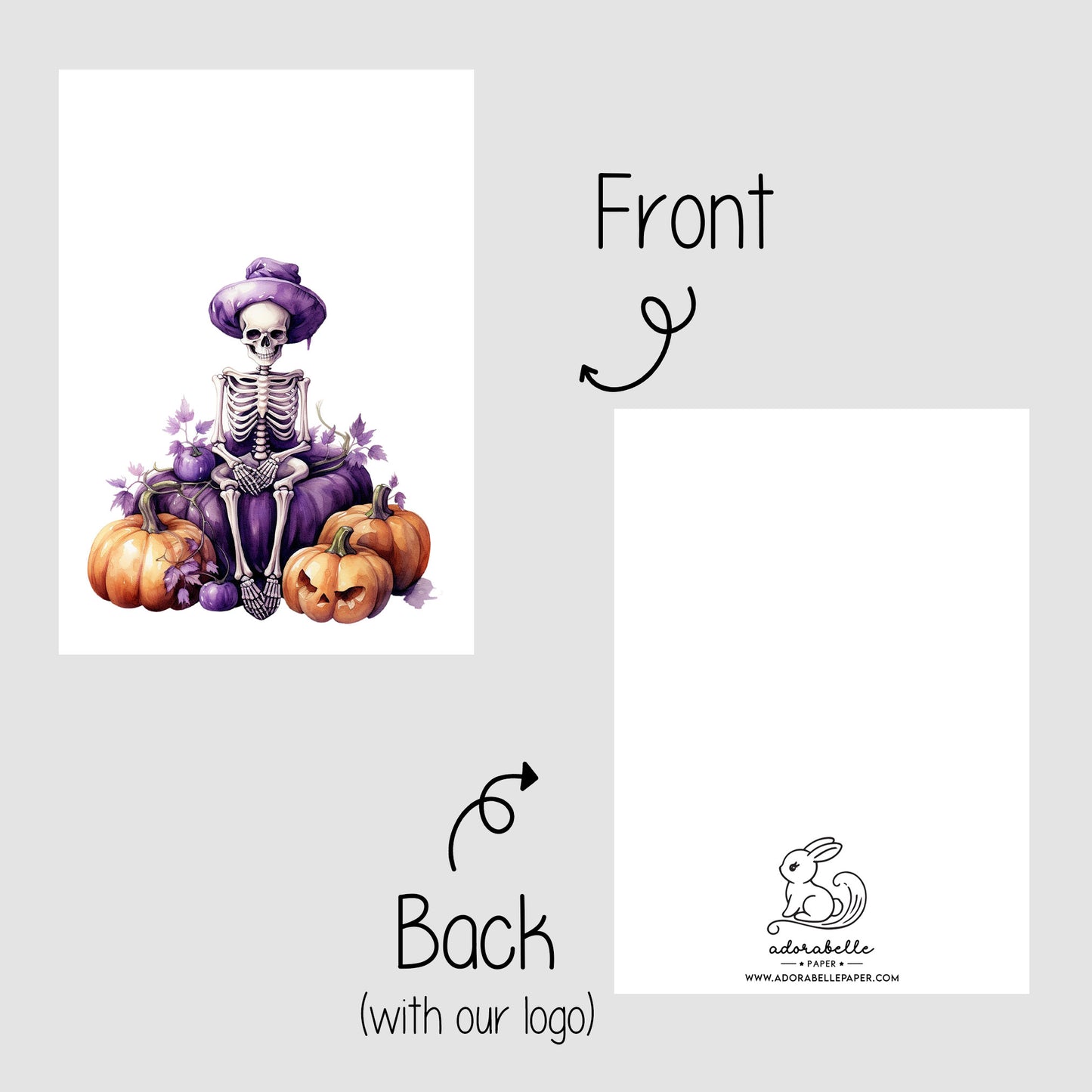 10-pack Halloween-godispåsar – Lila Skelett - Bus eller godis – A6 platta pappersgodispåsar – GB311