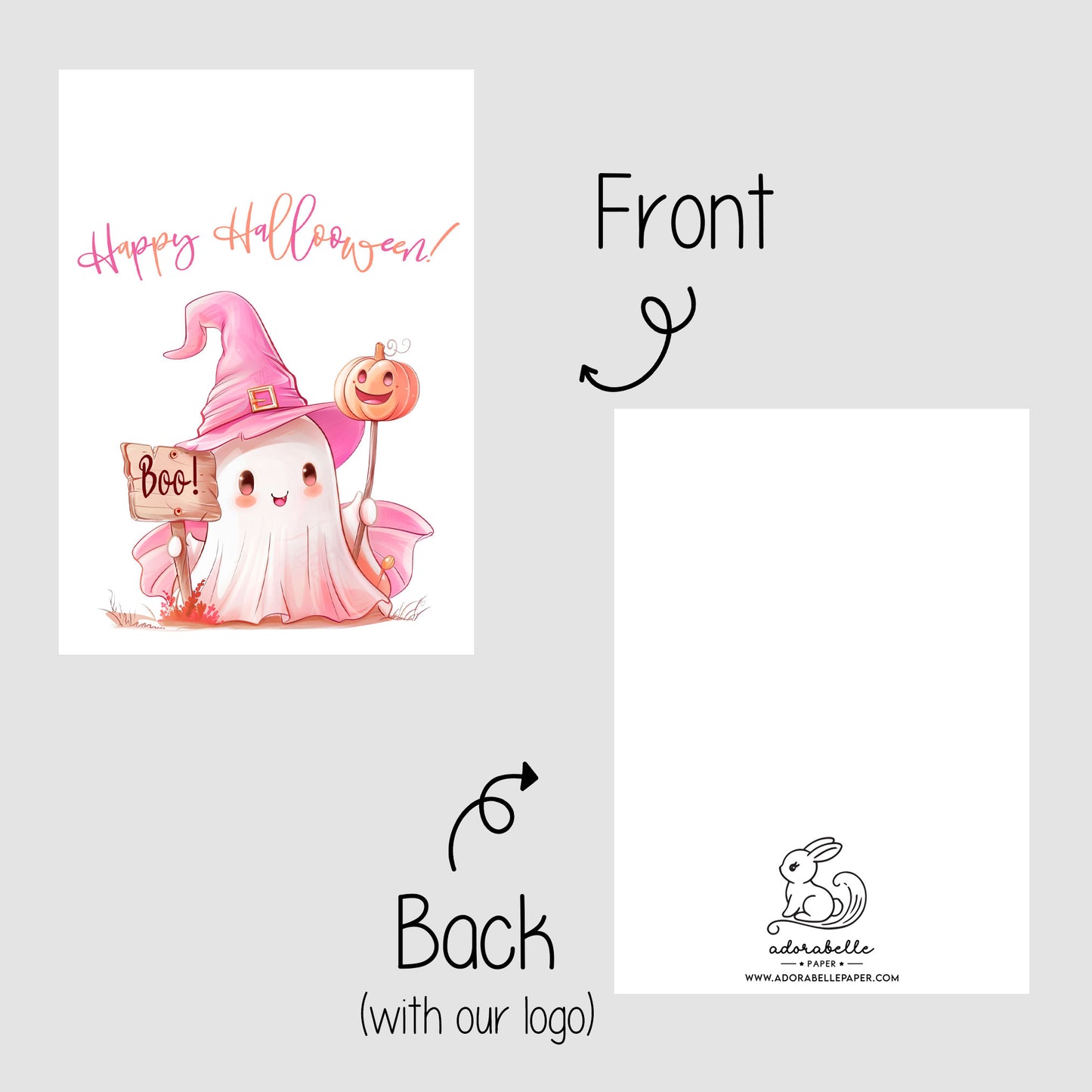 10-pack Halloween-godispåsar – Rosa Spöke Boo - Bus eller godis – A6 platta pappersgodispåsar – GB325