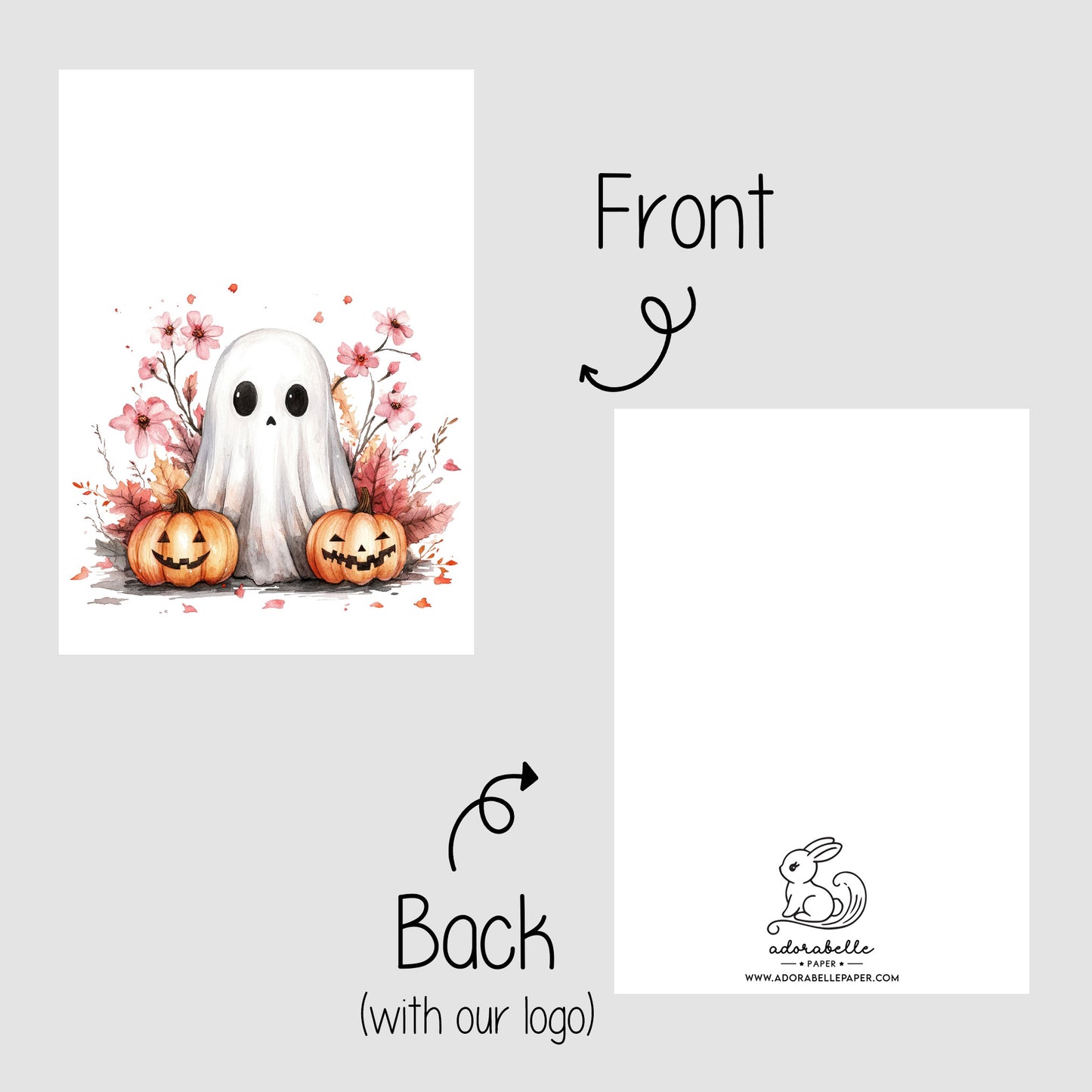 10-pack Halloween-godispåsar – Rosa Spöke med pumpor - Bus eller godis – A6 platta pappersgodispåsar – GB333