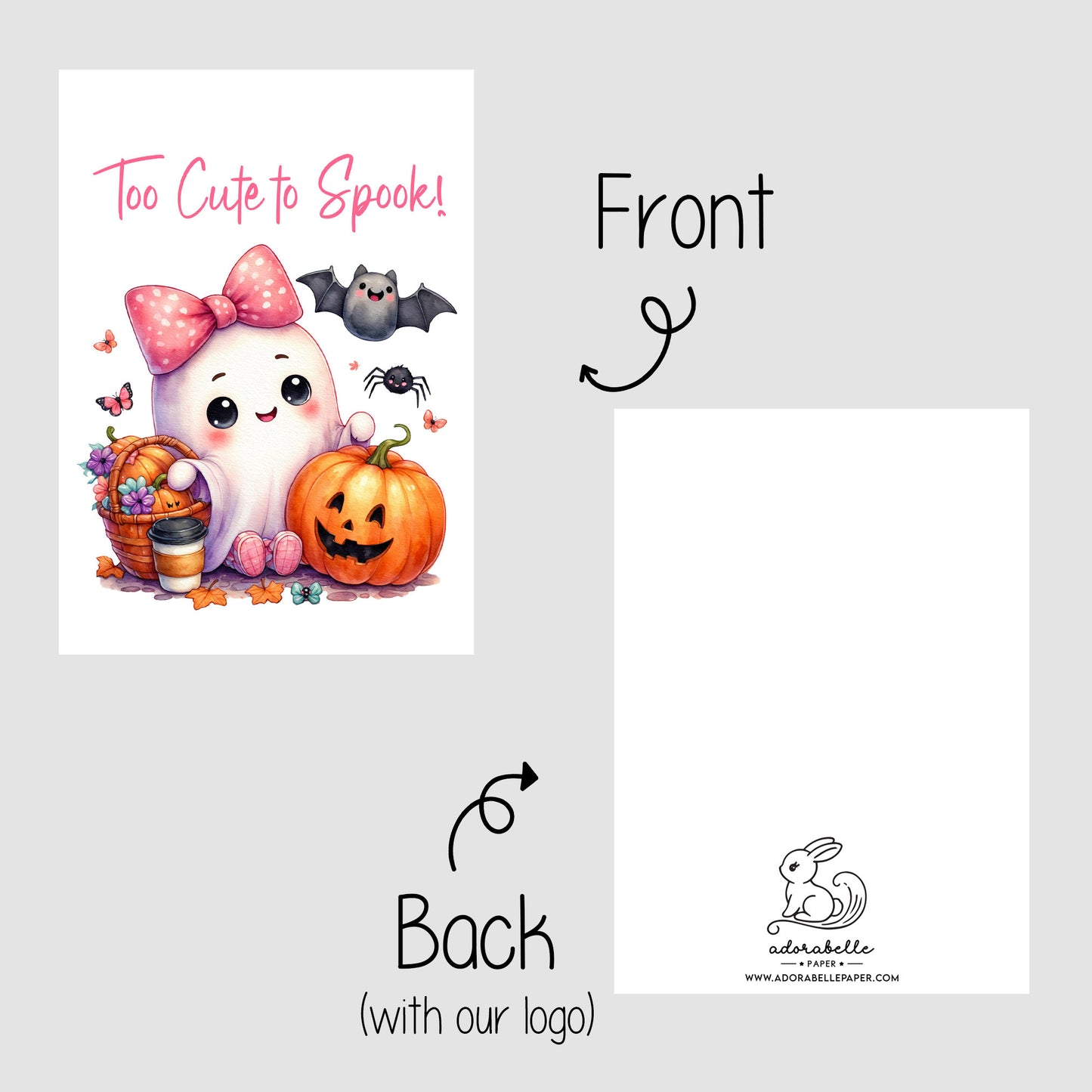 10-pack Halloween-godispåsar – Rosa Spöke - Bus eller godis – A6 platta pappersgodispåsar – GB337