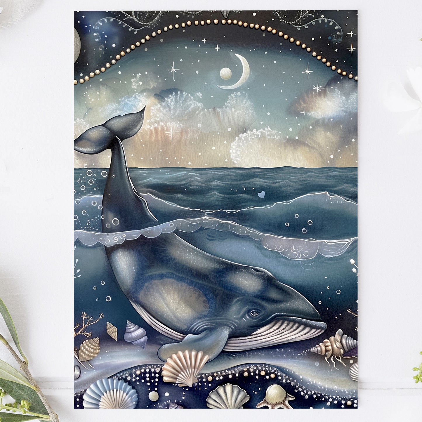 Postcard Whale at night PC508