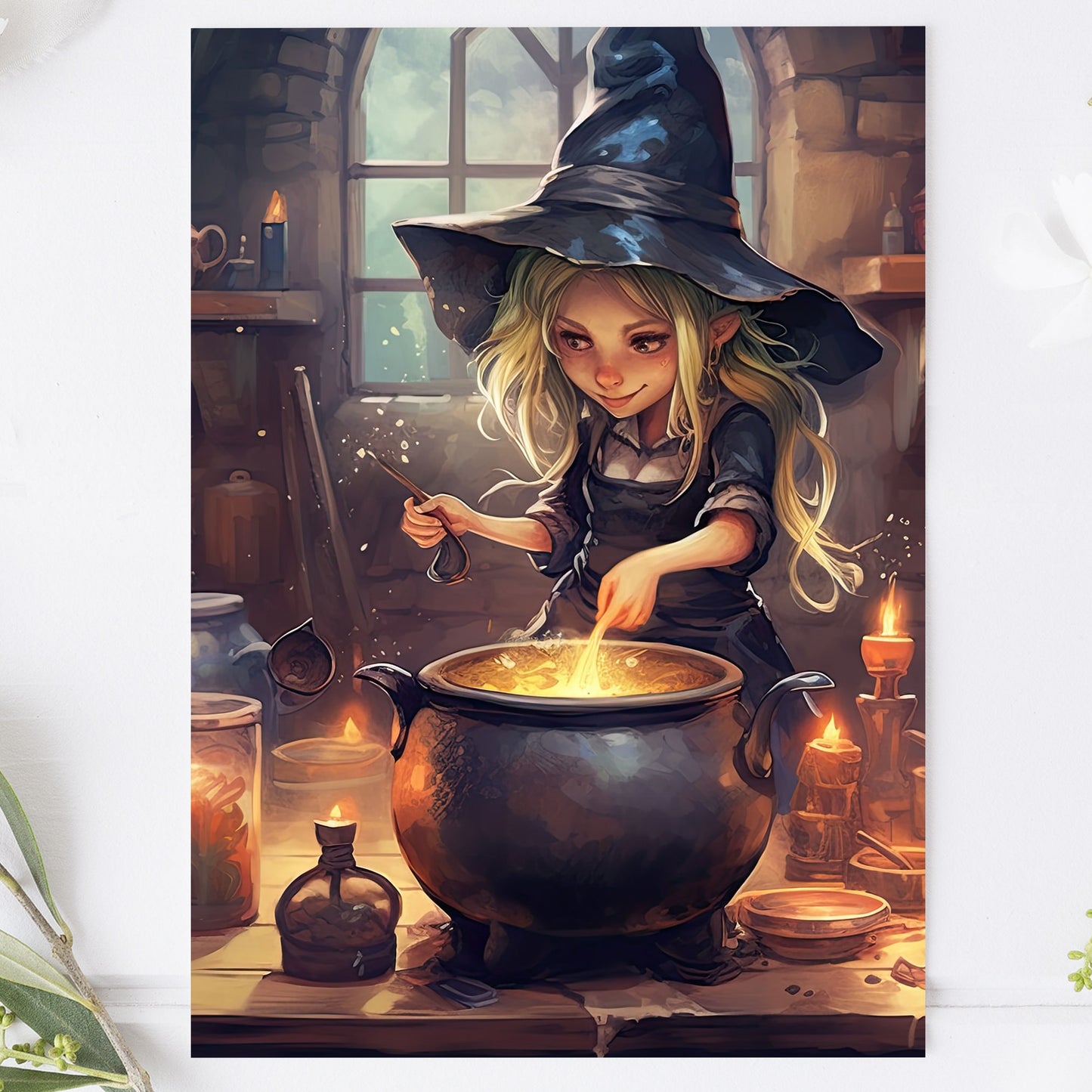 Vykort Söt Halloween Häxa PPPC565