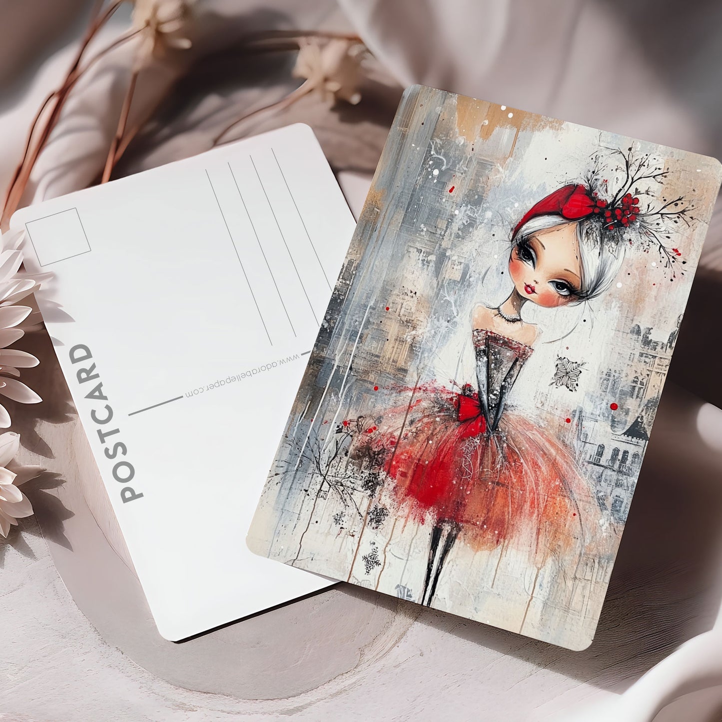 Postcard Whimsy Retro Girl PC596
