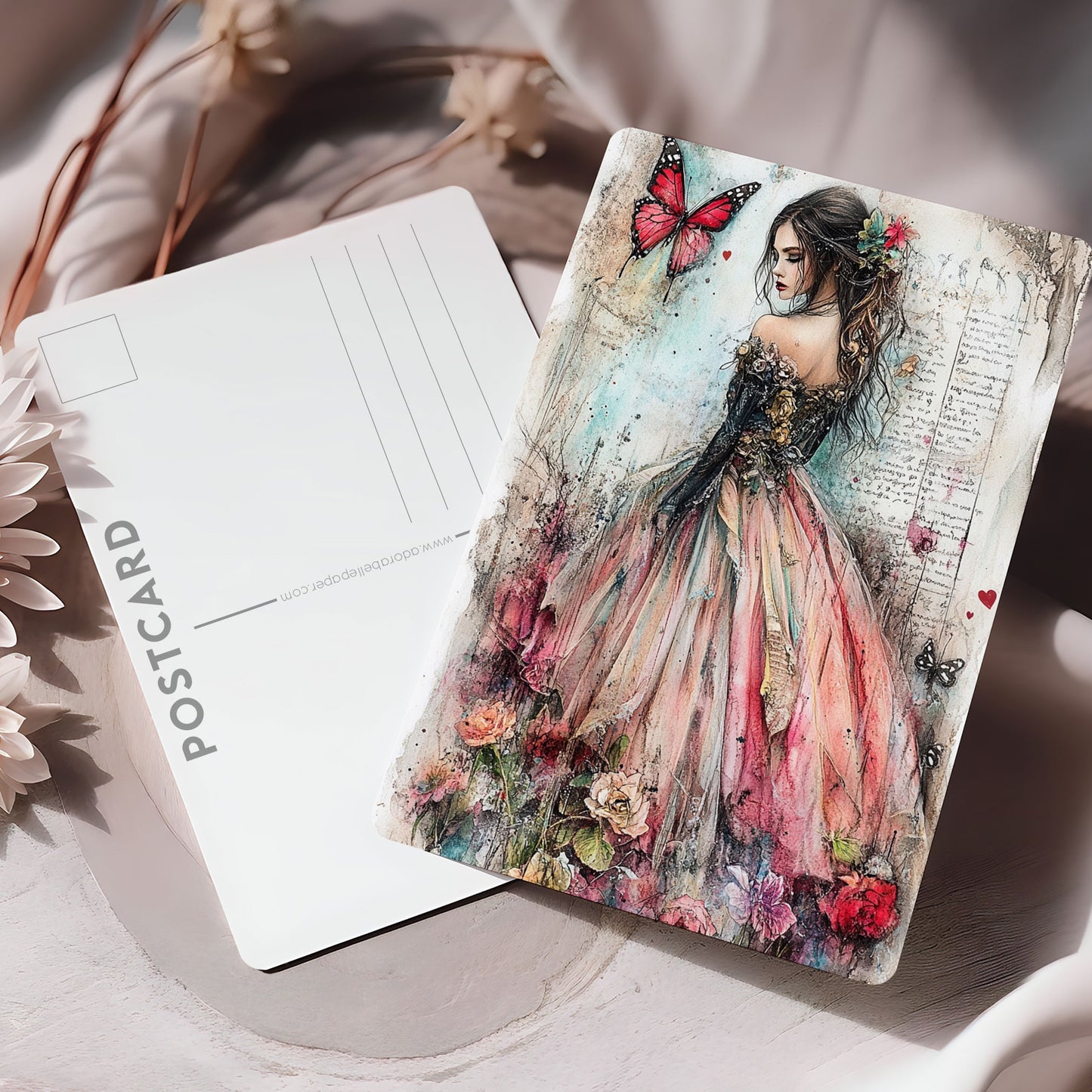 Vykort Junk Journal Flicka PPPC604