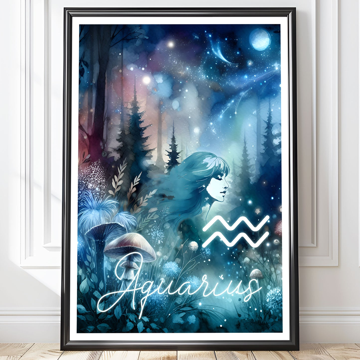 Wall Art Zodiac Aquarius - Astrology Print - Printed Poster in multiple sizes - PR89-11