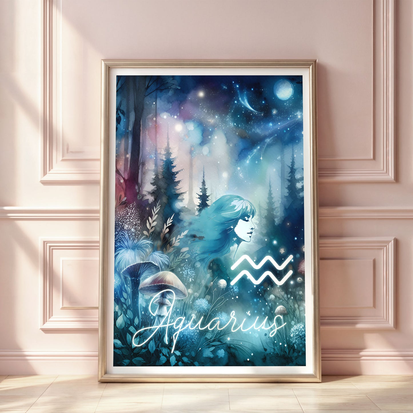 Wall Art Zodiac Aquarius - Astrology Print - Printed Poster in multiple sizes - PR89-11
