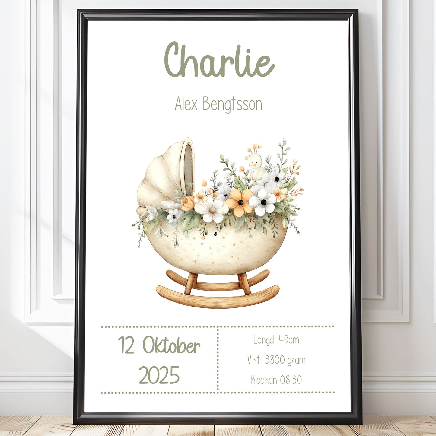 Personalized Birth Stats Print Boho Cradle – Gender Neautral Nursery Wall Art & Baby Gift | Printed Poster in Multiple Sizes