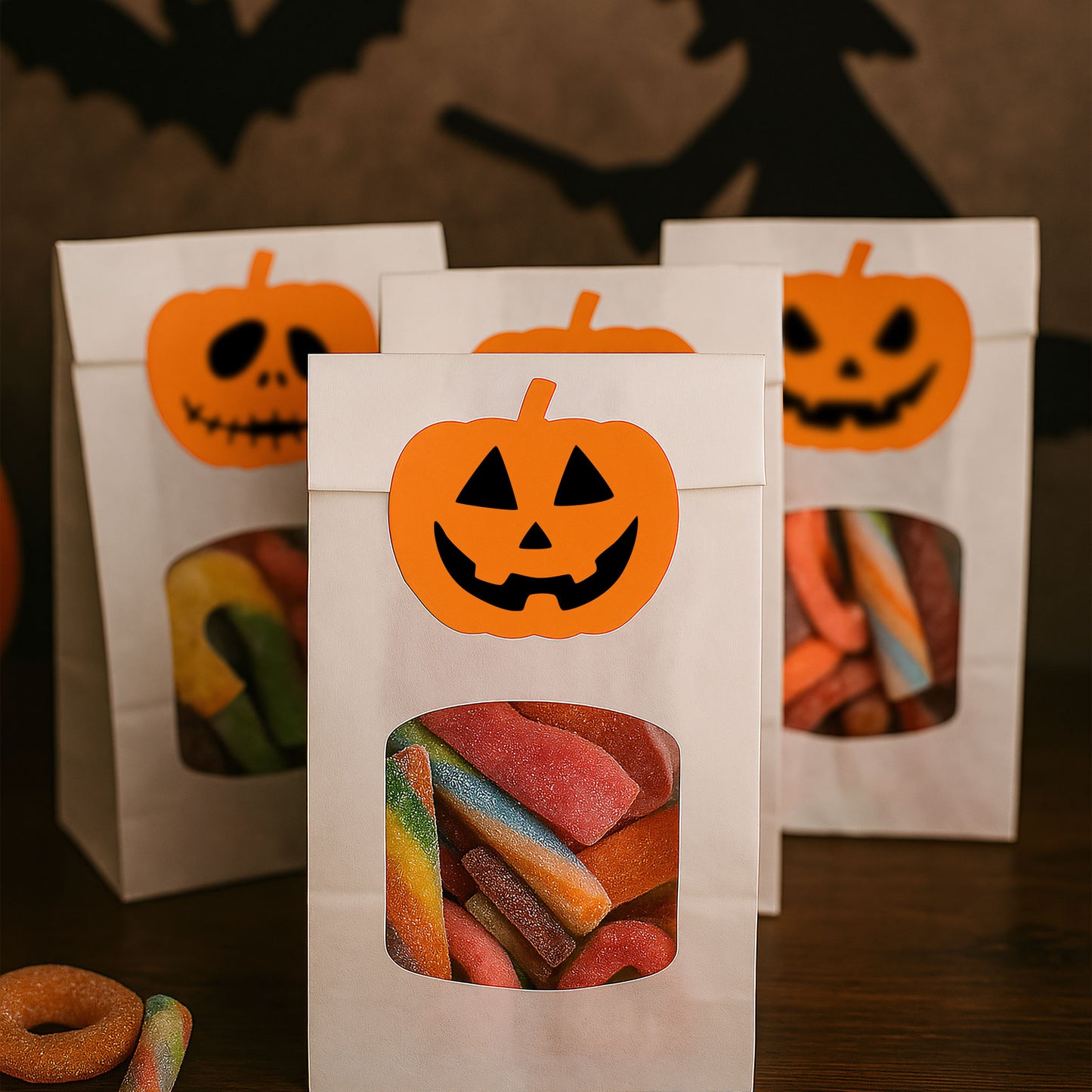 20-pack Halloween Pumpor m ansikten – Vattentäta Premium Termiska Etiketter – Halloweendekoration – TS347
