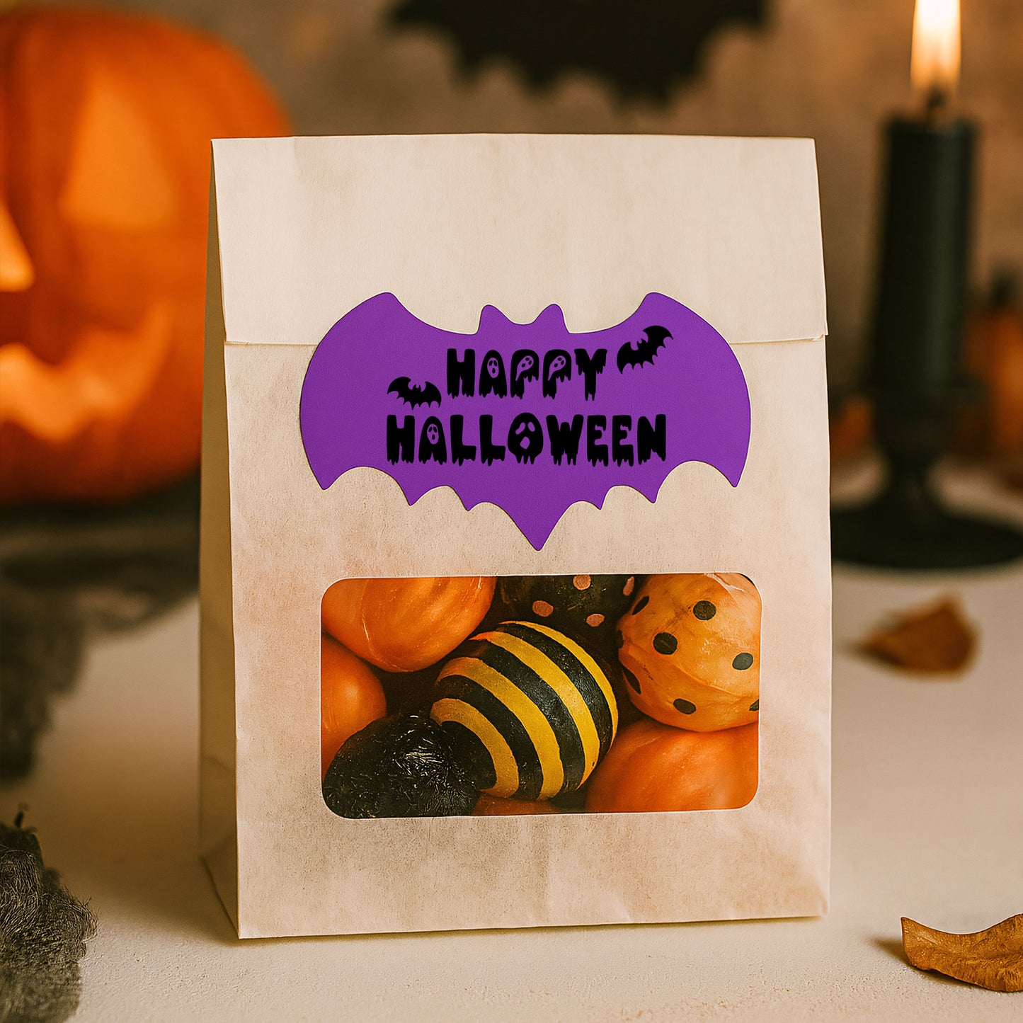 20-pack Halloween Fladdermus Stickers, glansiga – Vattentäta Premium Termiska Etiketter – Halloweendekoration – TS375