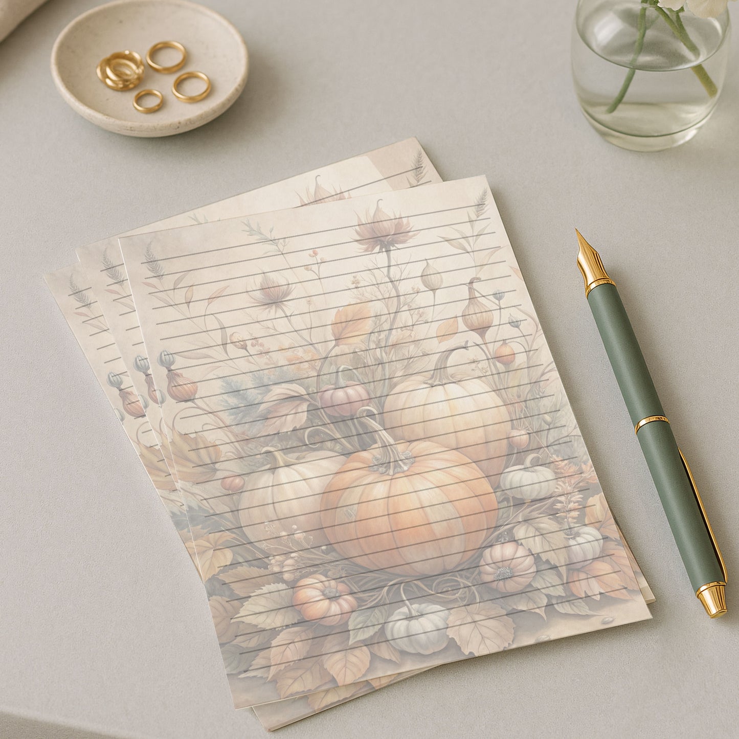 10-pack Writing Paper - Pumpkins in Autumn - Printed A5 Stationery - WP518