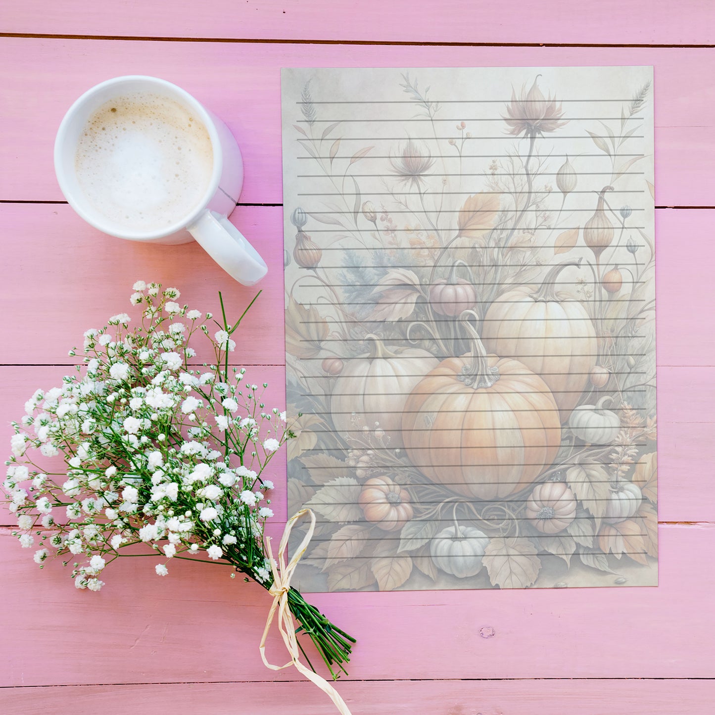 10-pack Writing Paper - Pumpkins in Autumn - Printed A5 Stationery - WP518