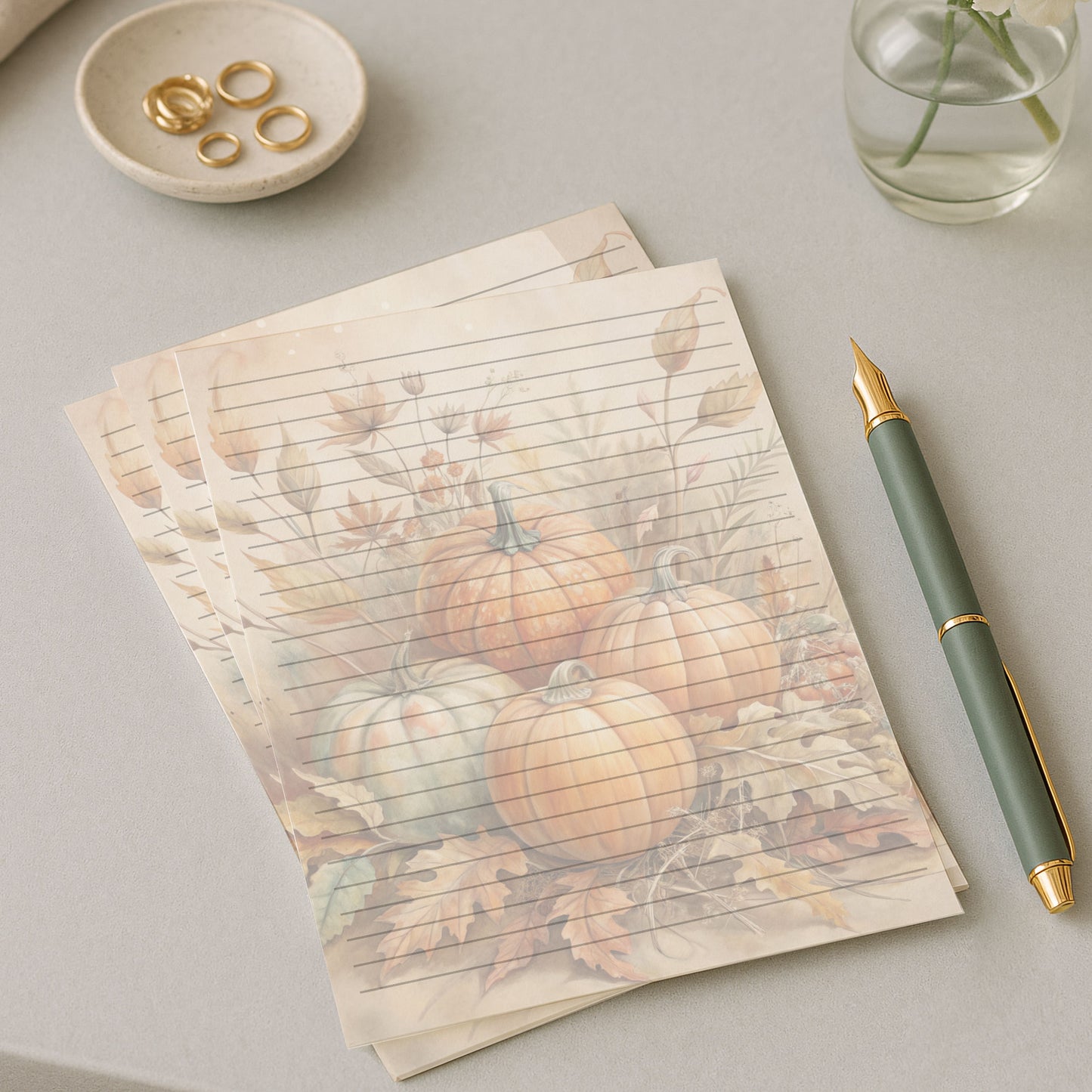 10-pack Writing Paper - 4 Pumpkins in Autumn - Printed A5 Stationery - WP519