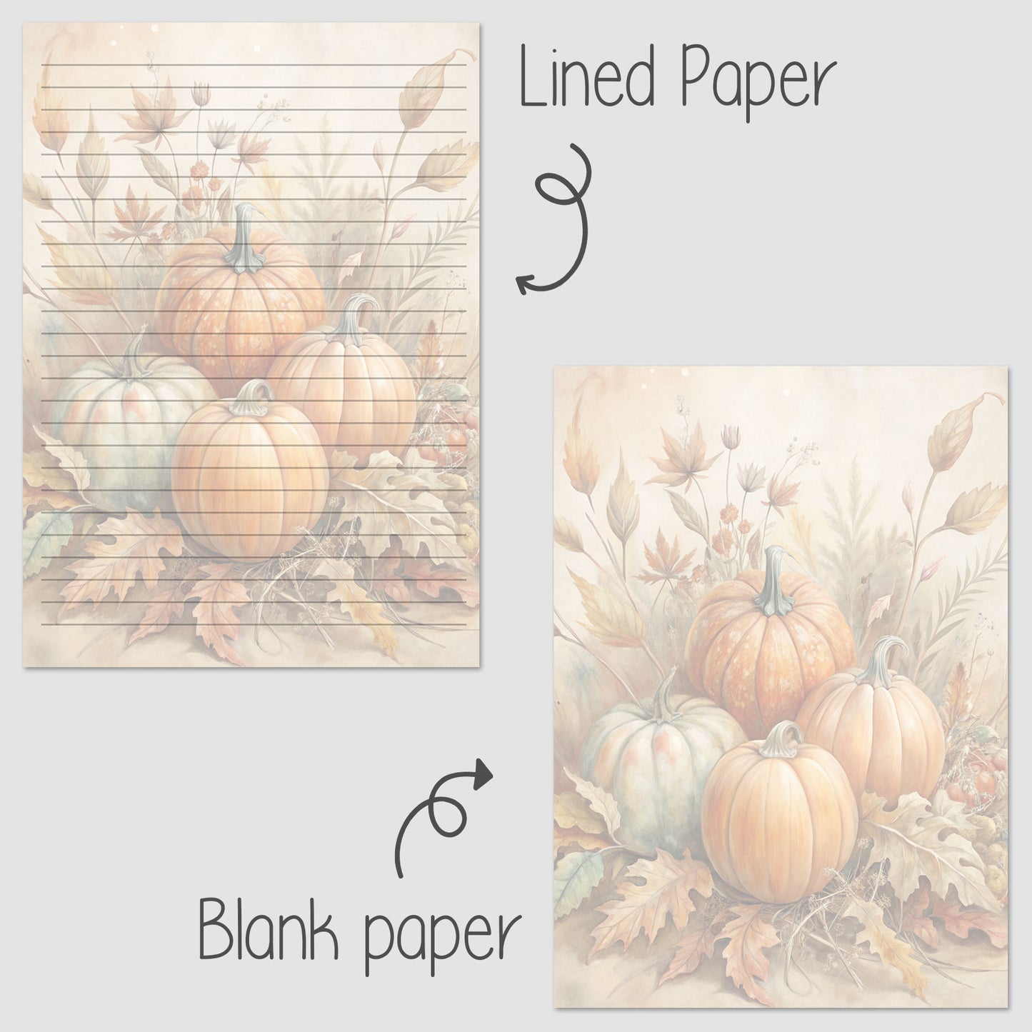 10-pack Writing Paper - 4 Pumpkins in Autumn - Printed A5 Stationery - WP519