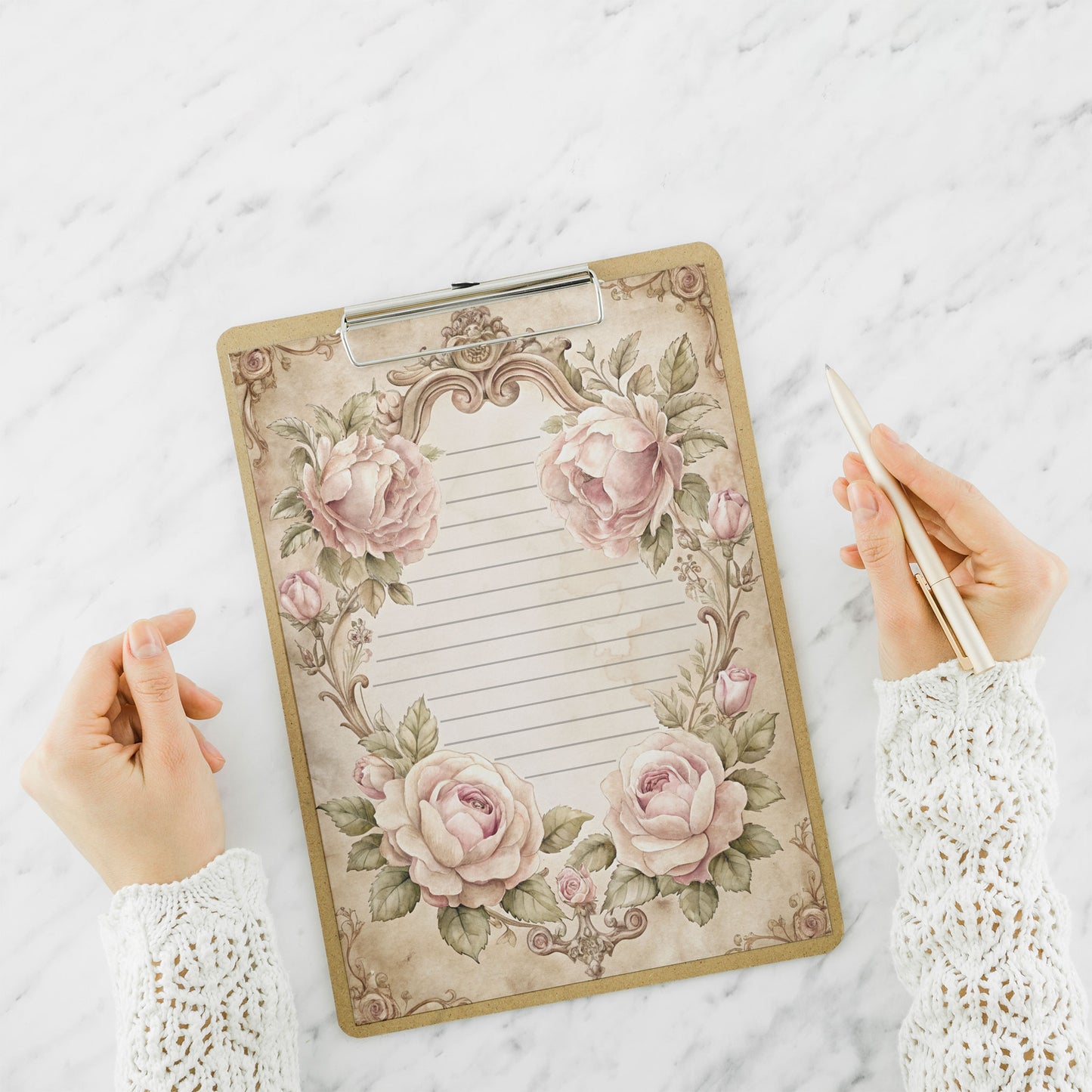 10-pack Writing Paper - Storybook Page Floral Baroque - Printed A5 Stationery - WP527