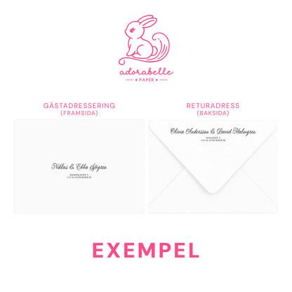 Pocket Bröllopsinbjudan - Mint & Guld Rosa, blommig, somrig design – BR009