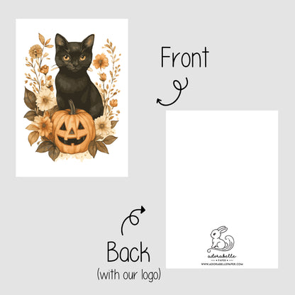 10-pack Halloween-godispåsar – Svart Katt - Bus eller godis – A6 platta pappersgodispåsar – GB341