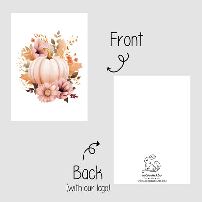 10-pack Halloween-godispåsar – Rosa Pumpa med Blommor - Bus eller godis – A6 platta pappersgodispåsar – GB347