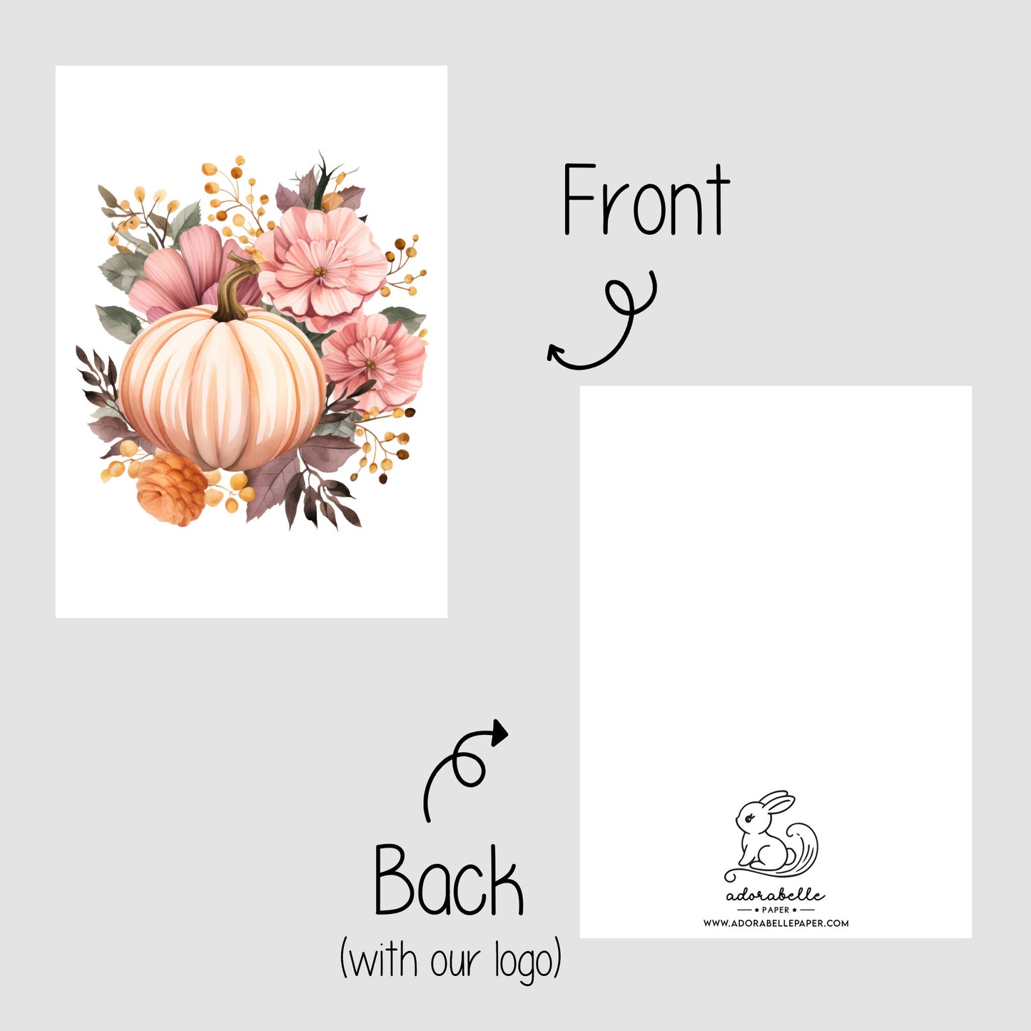 10-pack Halloween-godispåsar – Vit Pumpa med Blommor - Bus eller godis – A6 platta pappersgodispåsar – GB348