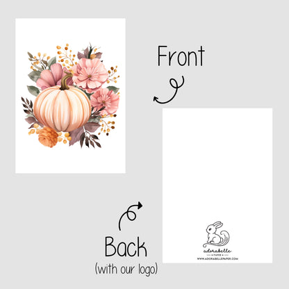 10-pack Halloween-godispåsar – Vit Pumpa med Blommor - Bus eller godis – A6 platta pappersgodispåsar – GB348