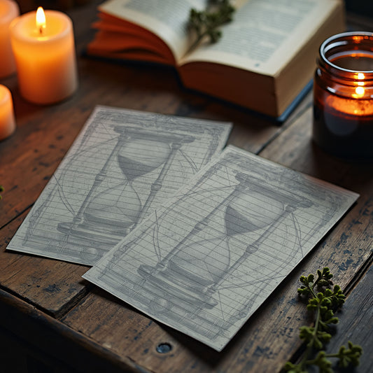 10-pack Brevpapper - Vintage Timglas Dark Academia Grimoire / Book of Shadows Sidor - Tryckt A5 Papper - GP113