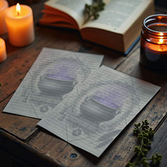 10-pack Brevpapper - Vintage Kittel Dark Academia Grimoire / Book of Shadows Sidor - Tryckt A5 Papper - GP116
