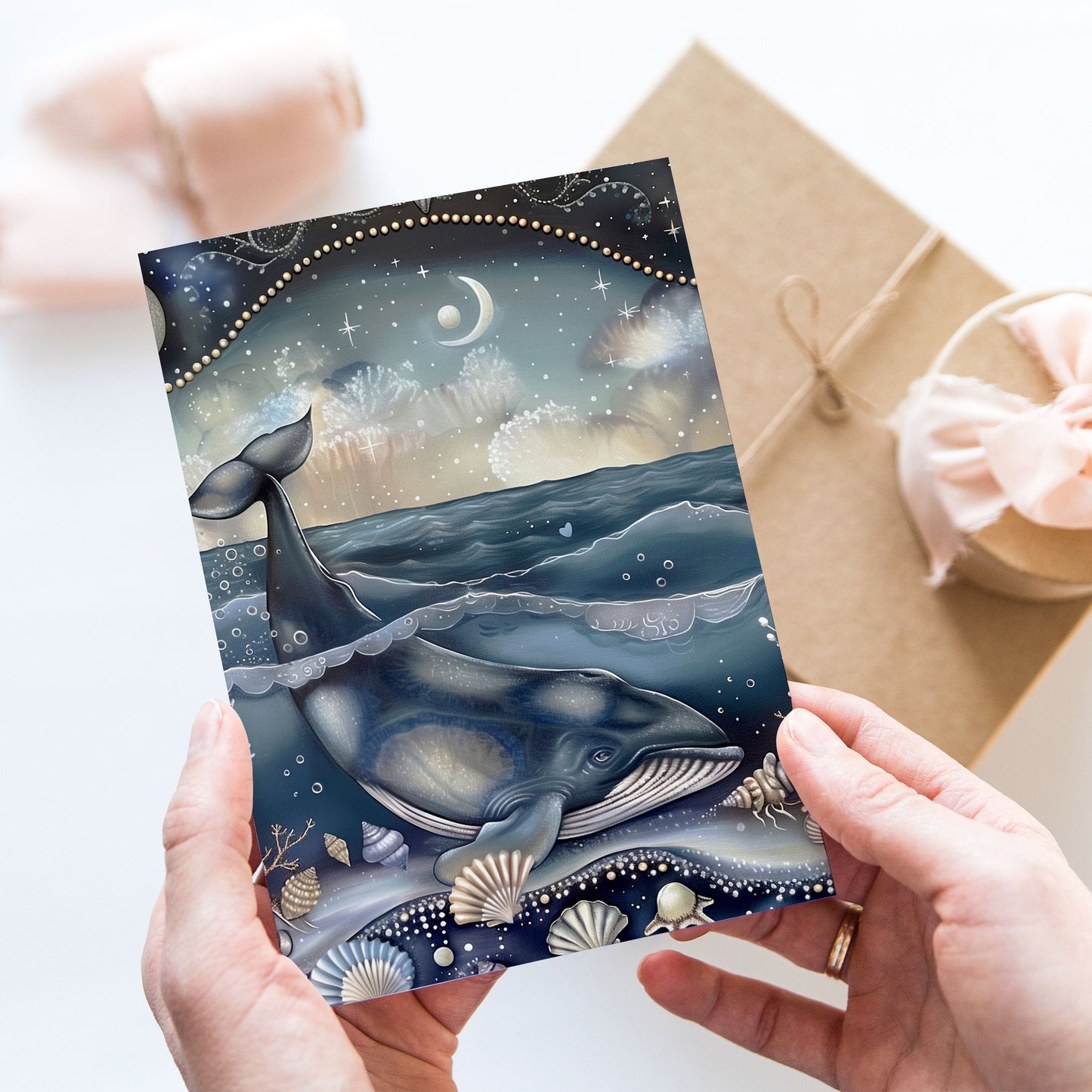 Postcard Whale at night PC508