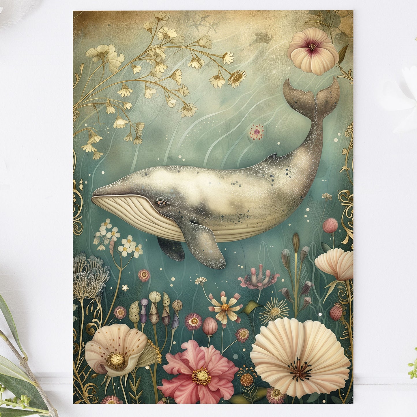 Postcard Floral Whale PC510