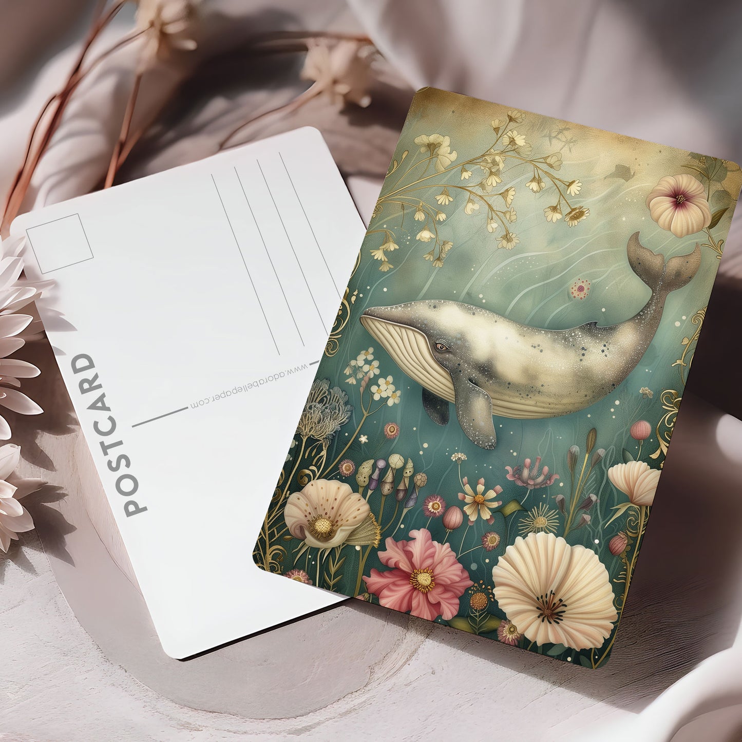 Postcard Floral Whale PC510