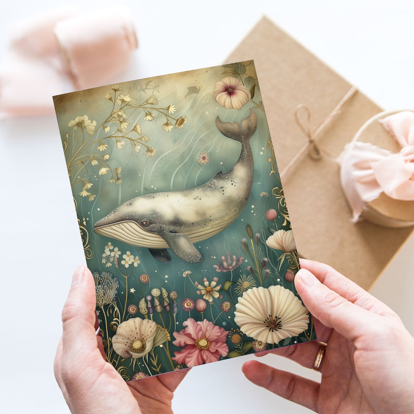 Postcard Floral Whale PC510