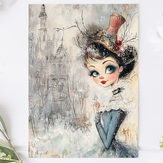 Vykort Whimsy Retro Girl PPPC593
