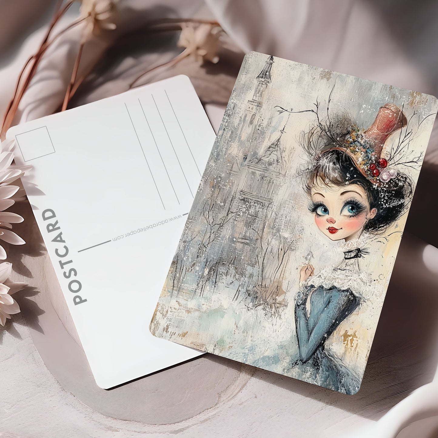 Postcard Whimsy Retro Girl PC593