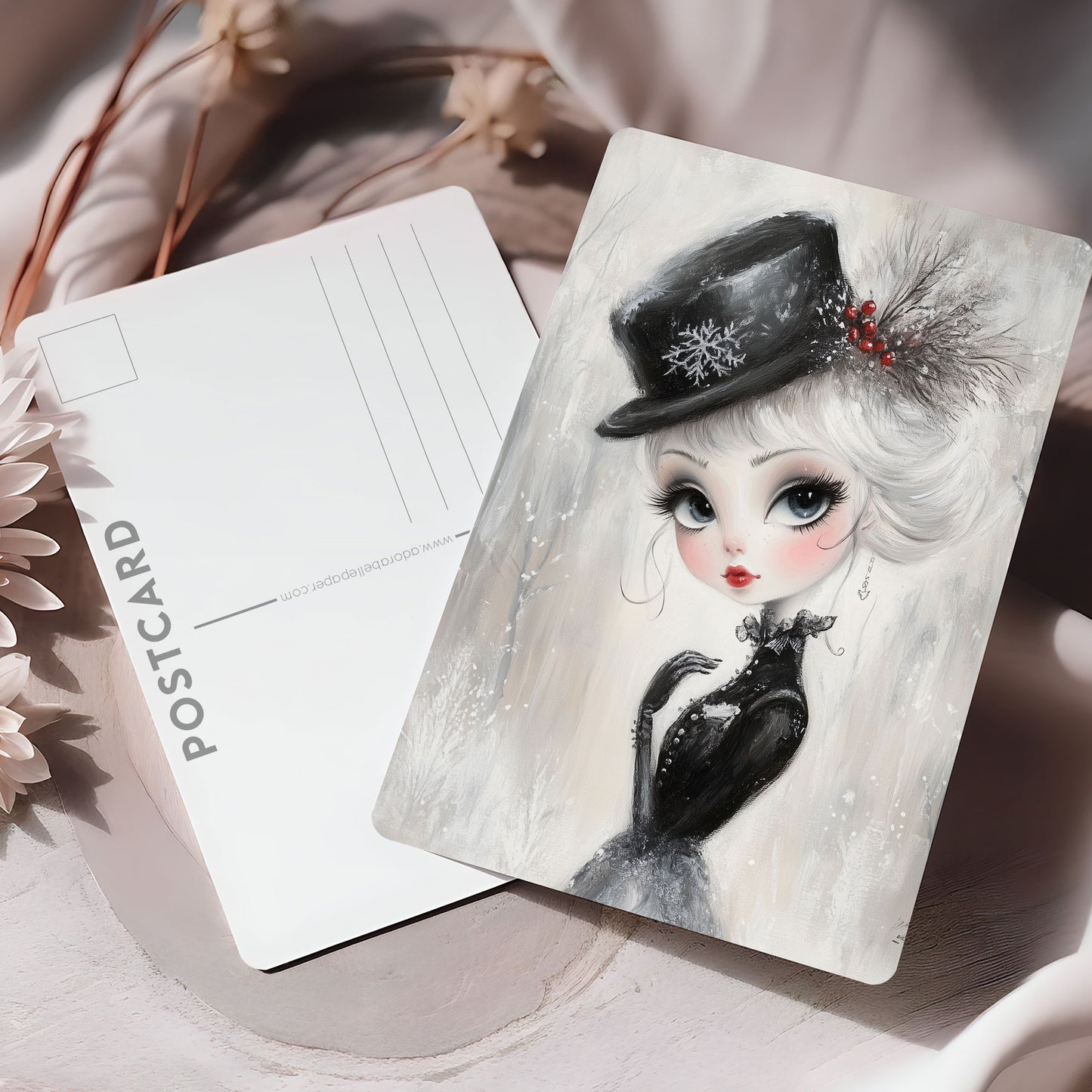 Postcard Whimsy Retro Girl PC594