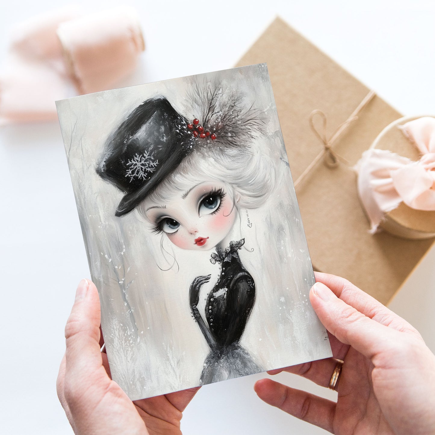 Postcard Whimsy Retro Girl PC594
