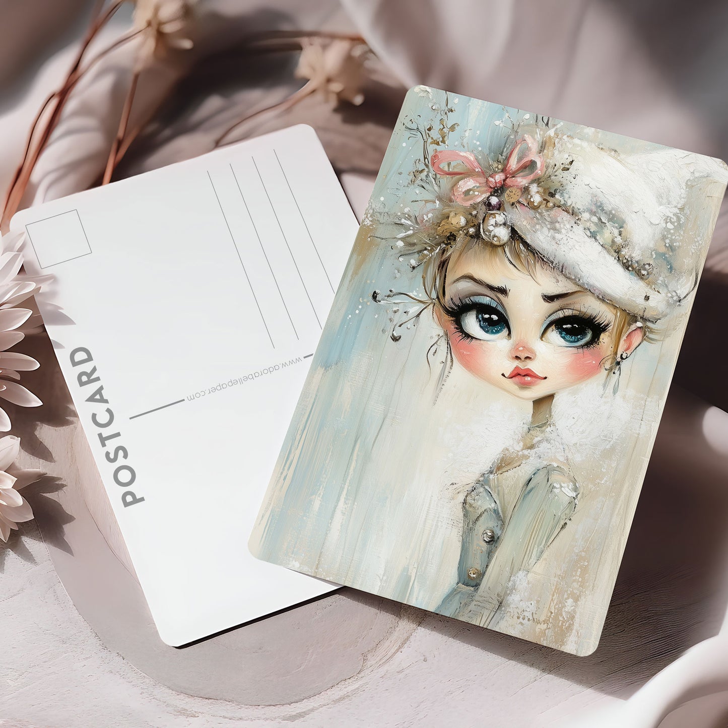Postcard Whimsy Retro Girl PC595