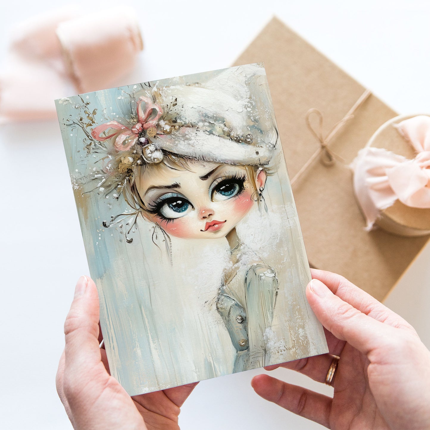 Postcard Whimsy Retro Girl PC595