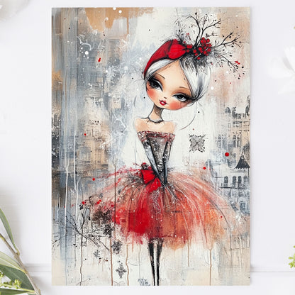 Postcard Whimsy Retro Girl PC596