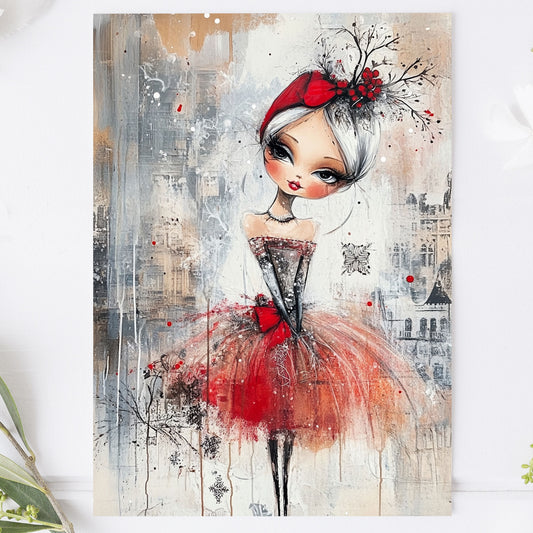 Vykort Whimsy Retro Girl PPPC596
