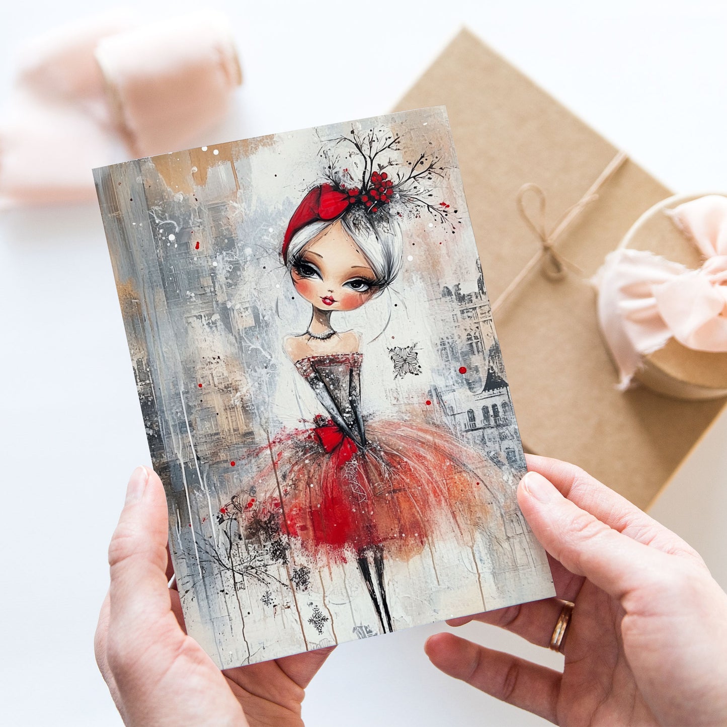 Postcard Whimsy Retro Girl PC596