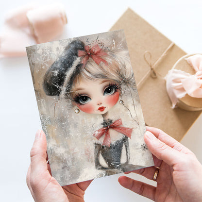 Postcard Whimsy Retro Girl PC598