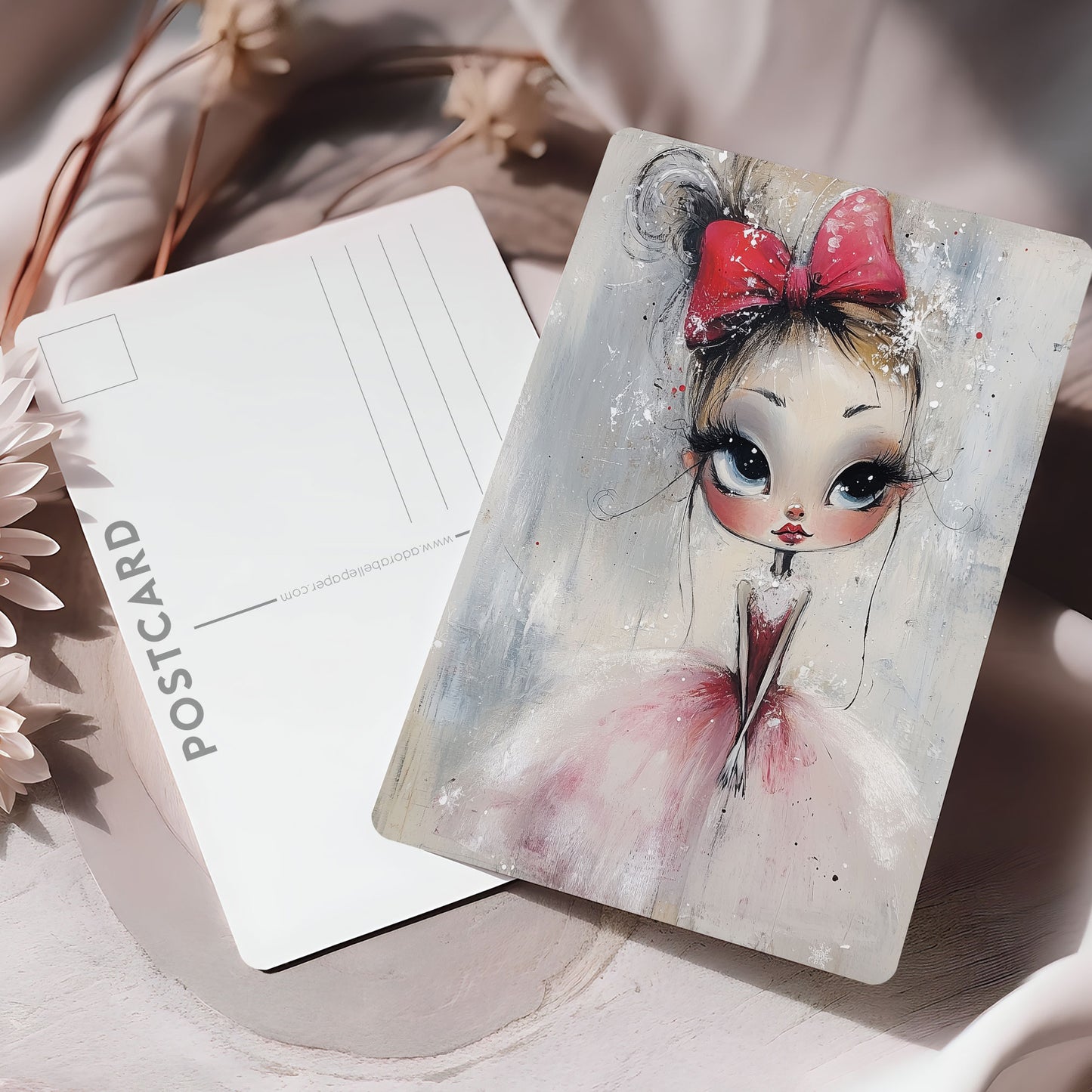 Postcard Whimsy Retro Girl PC599