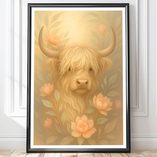 Poster Highland Cow - Bondgårdsdjur Art Print - Tryckt Poster i olika storlekar - PR88-13