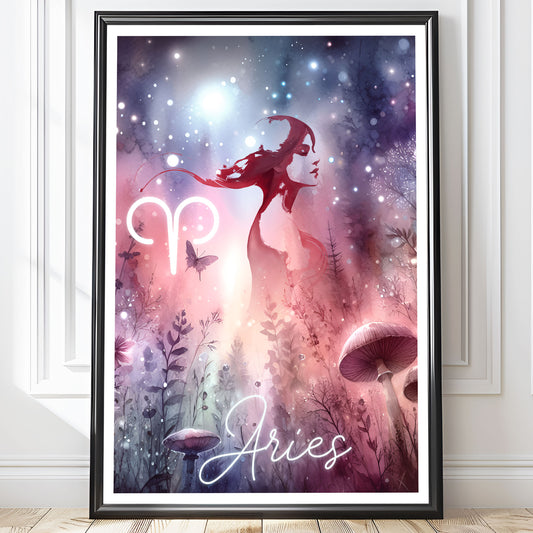 Wall Art Zodiac Aries - Astrology Print - Printed Poster in multiple sizes - PR89-10