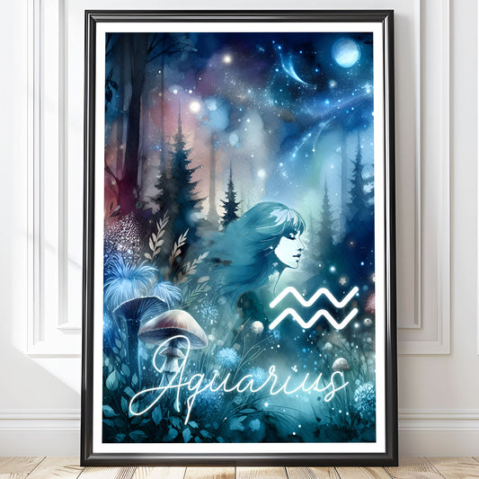 Wall Art Zodiac Aquarius - Astrology Print - Printed Poster in multiple sizes - PR89-11