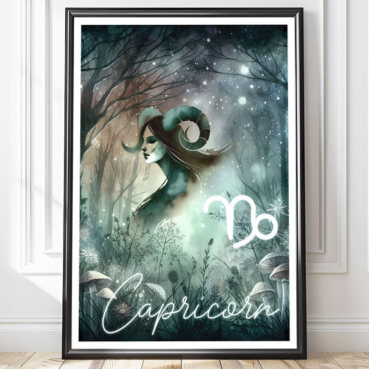 Wall Art Zodiac Capricorn - Astrology Print - Printed Poster in multiple sizes - PR89-12