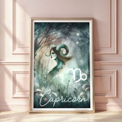 Wall Art Zodiac Capricorn - Astrology Print - Printed Poster in multiple sizes - PR89-12