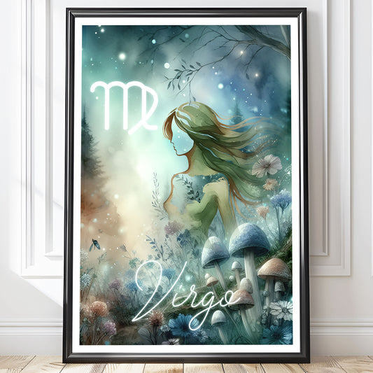 Wall Art Zodiac Virgo - Astrology Print - Printed Poster in multiple sizes - PR89-1