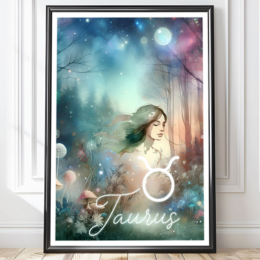 Wall Art Zodiac Taurus - Astrology Print - Printed Poster in multiple sizes - PR89-2