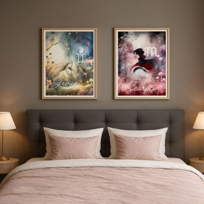 Wall Art Zodiac Gemini - Astrology Print - Printed Poster in multiple sizes - PR89-8